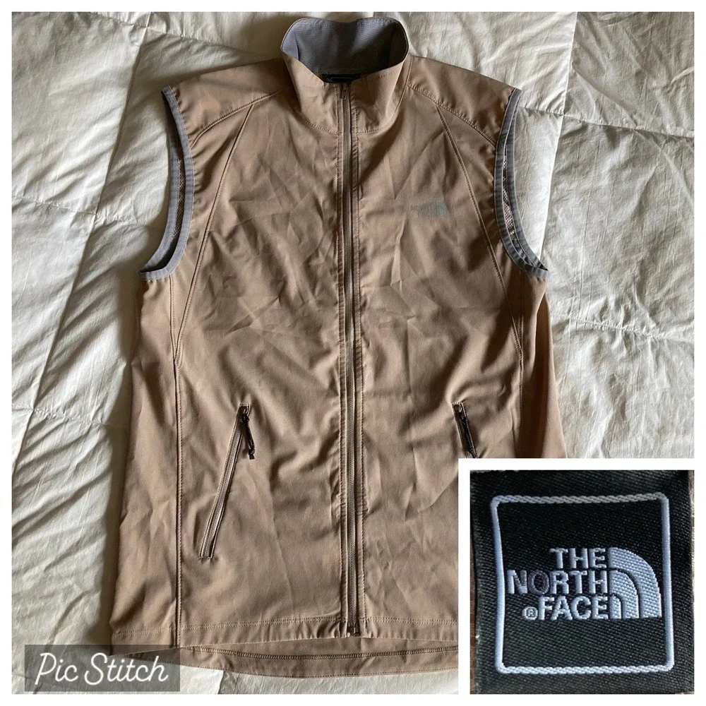 The North Face Lightweight Full Zip Vest Mens S Dune Beige Tan Vented Travel EUC